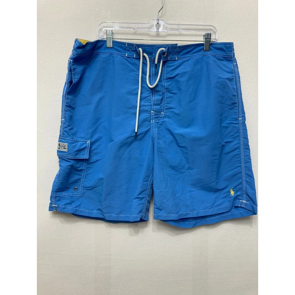 Polo Ralph Lauren Swim Trunks Shorts Mens XL Blue Cargo Pocket Mesh Lined Beach